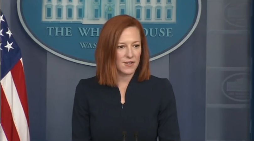 白宮新聞秘書莎琪（Jen Psaki）18日於例行記者會上表示，目前還不到討論雙邊更高級別會談的階段。 圖：翻攝自美國白宮臉書影片（資料照）
