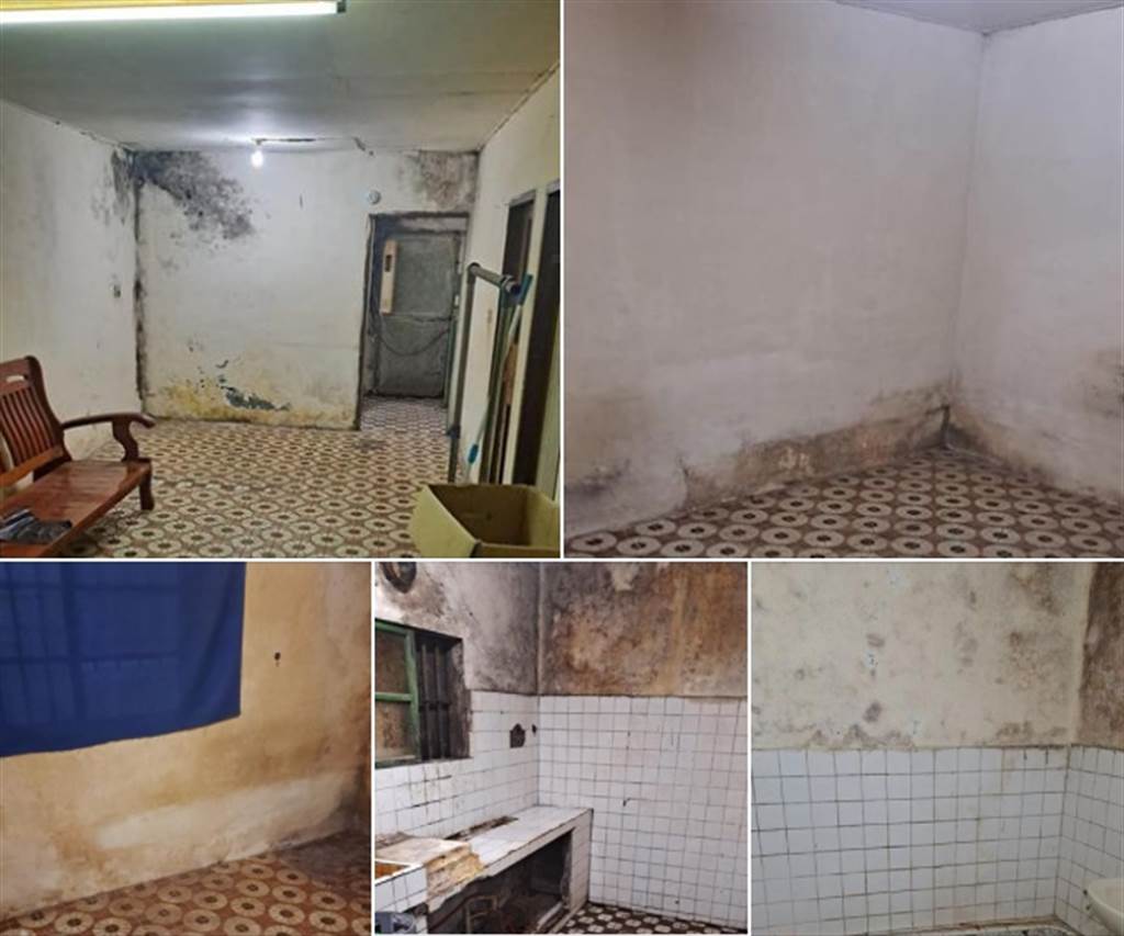 網友分享位桃園市中壢區一租屋資訊，然而其老舊屋況及房內擺設、地板磁磚樣式都讓網友驚呼如國產恐怖電玩《還願》場景。 圖：翻攝自臉書