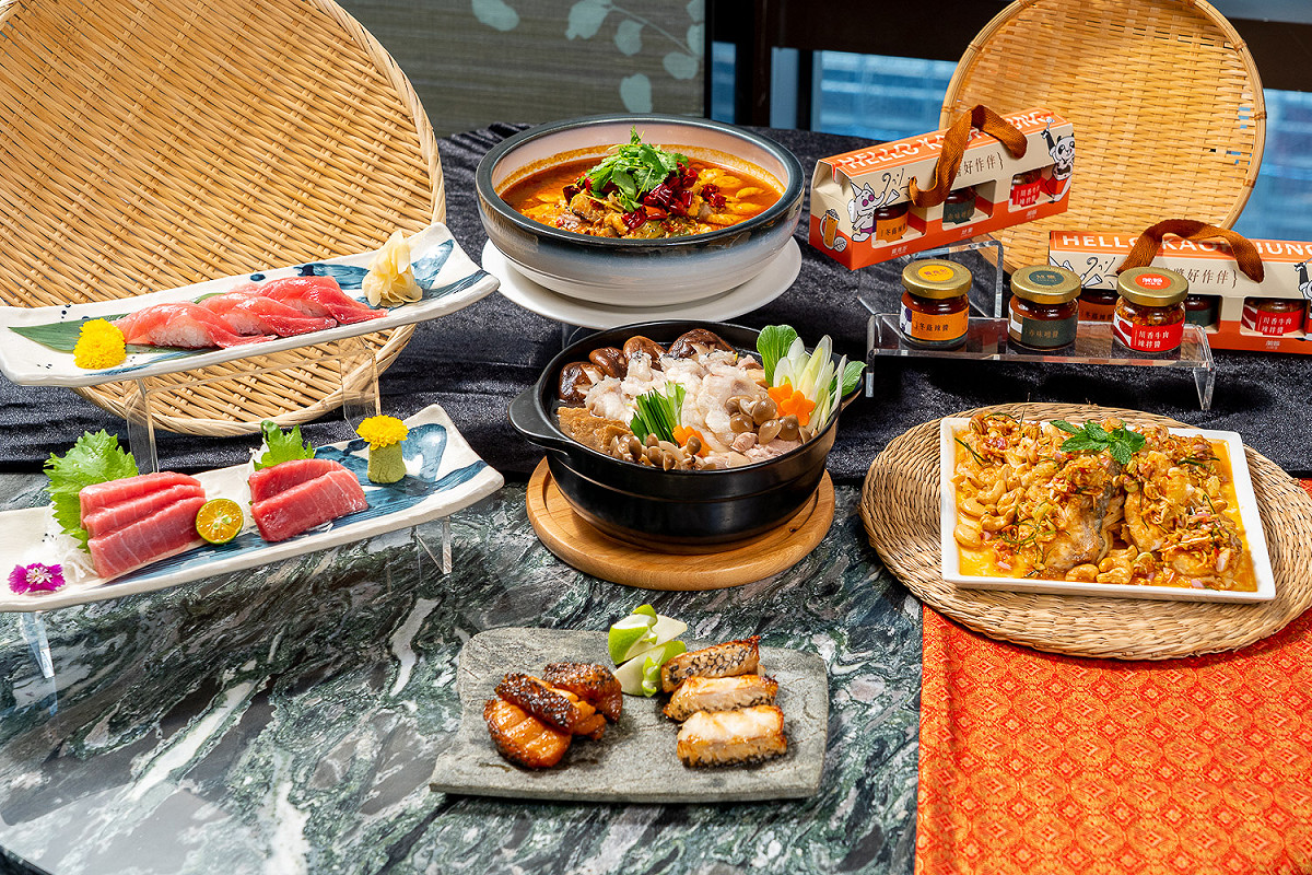 以龍膽石斑創作的五道義享限定料理。 圖：饗賓餐旅事業/提供
