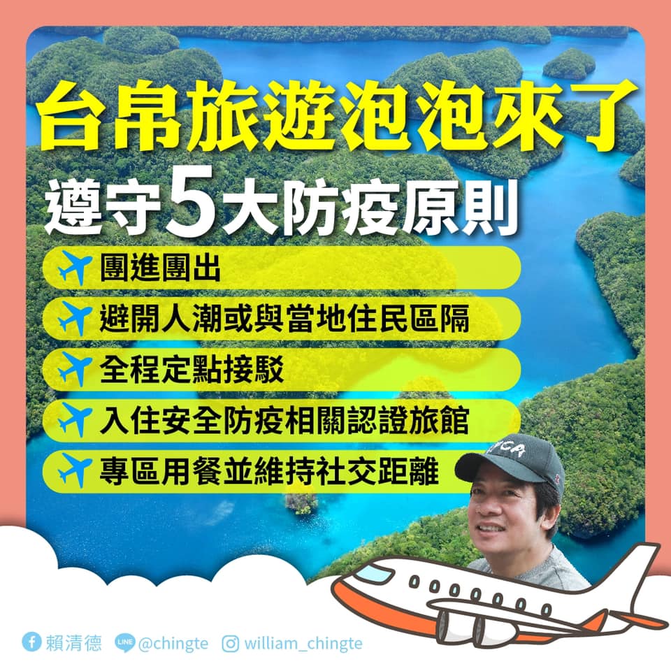 賴清德在臉書宣傳台帛旅遊泡泡，黃偉哲跑到貼文下幽默留言邀請他到台南吃虱目魚。 圖：截取自賴清德臉書