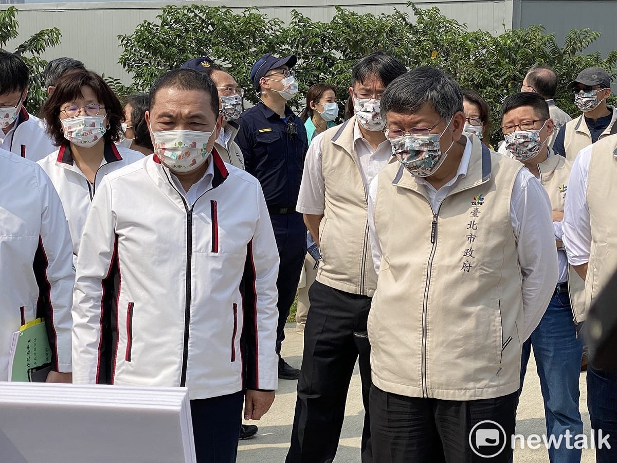 台北市長柯文哲、新北市長侯友宜先前率領雙北市政府團隊視察五股夏綠地。 圖：周煊惠 / 攝（資料照片）