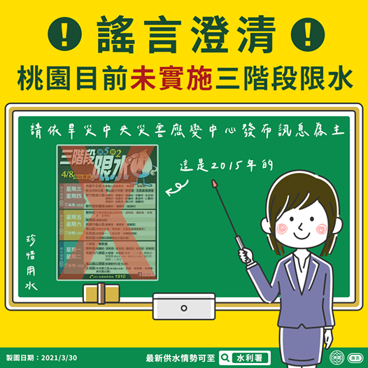 桃園目前未實施三階段限水 圖:擷取自臉書