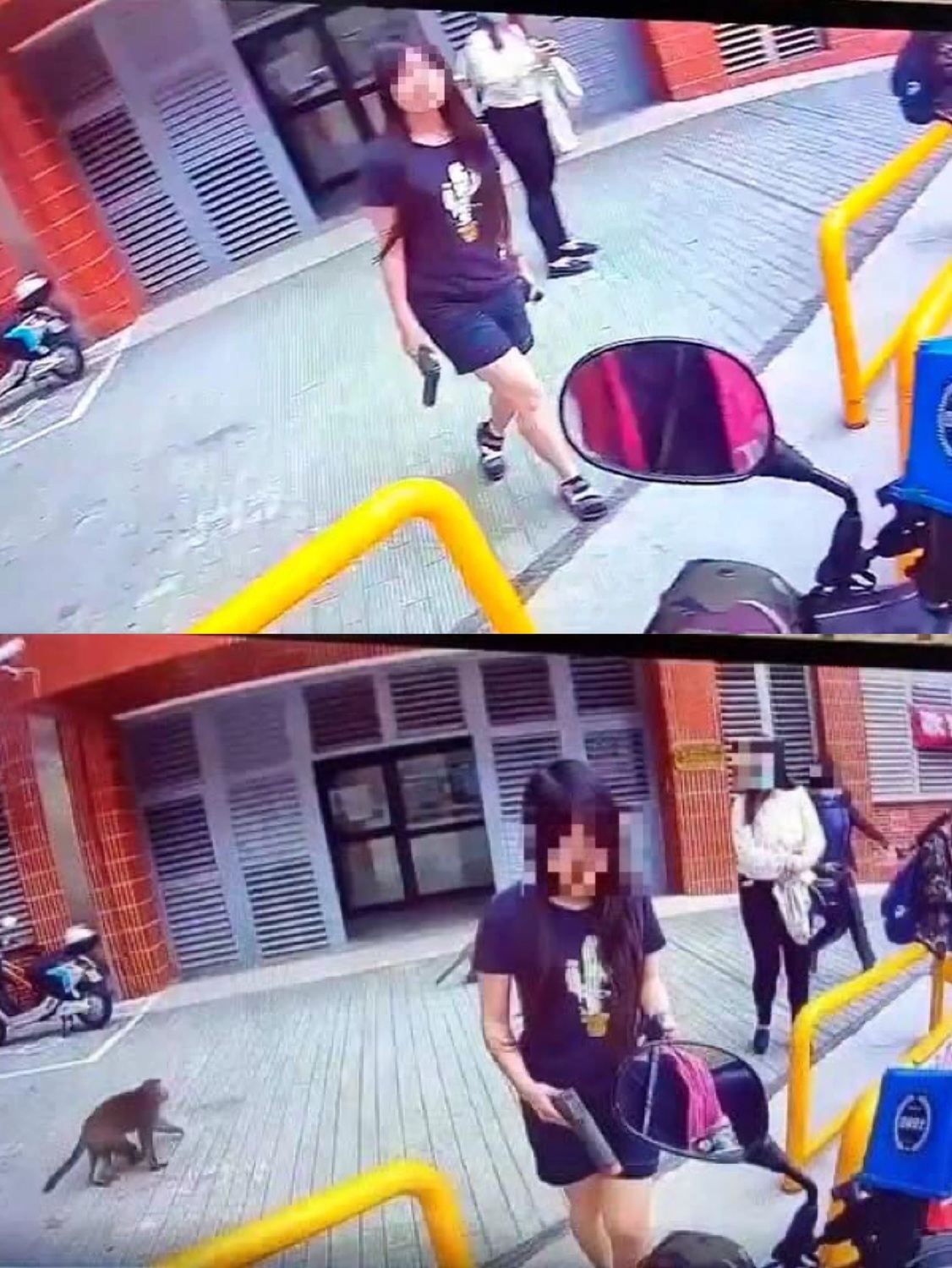 日前一名中山女大學生於取餐時配槍。 圖 : 翻攝自爆廢1公社