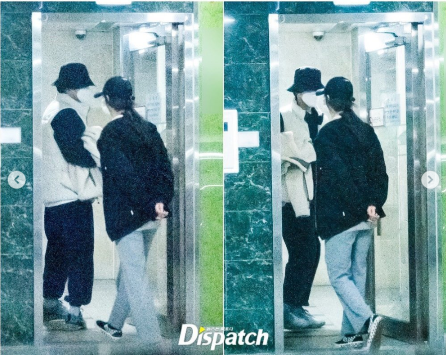 《Dispatch》拍到雙方出入家中約會的模樣。 圖：翻攝自Dispatch