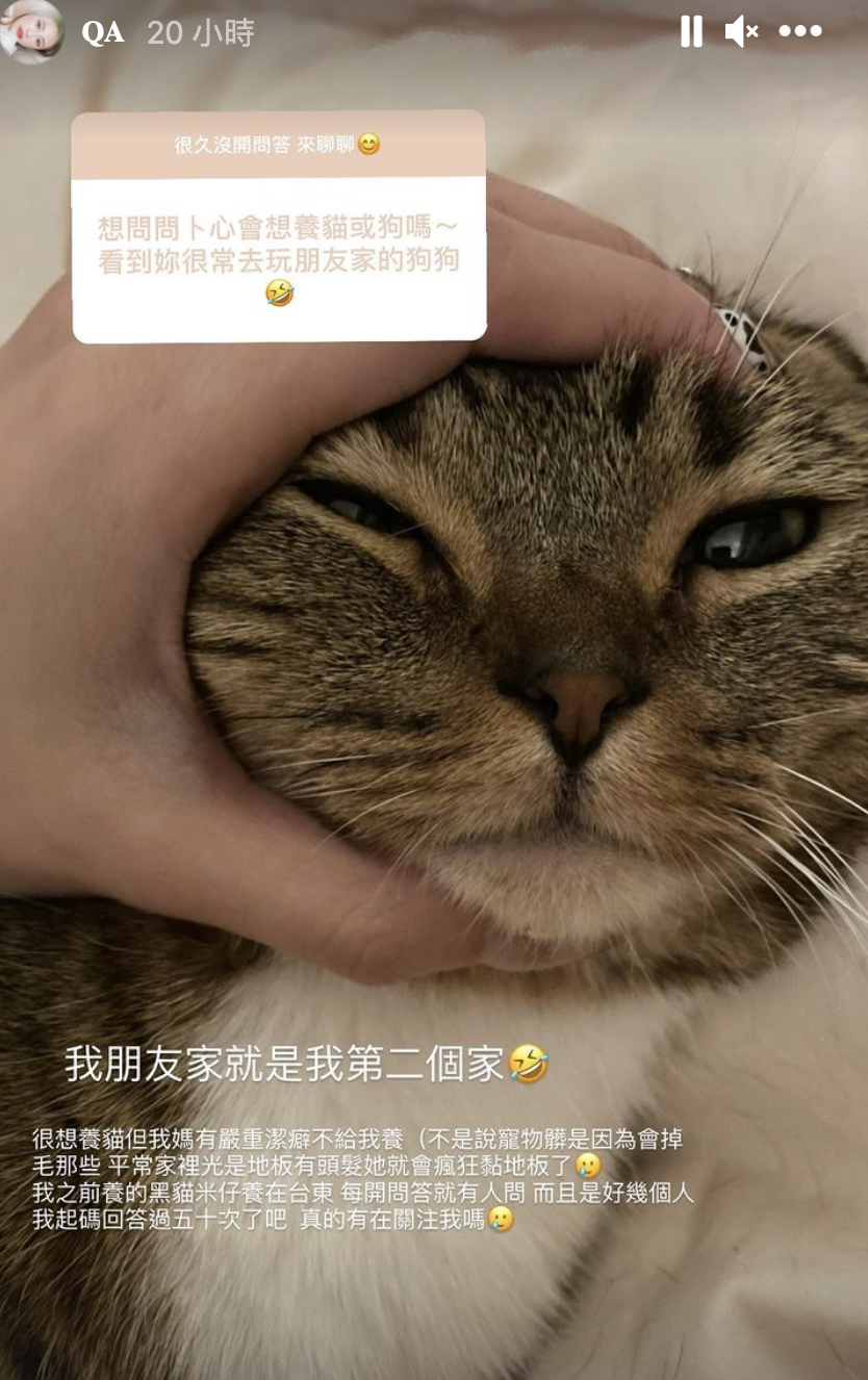 紀卜心時常開問答與網友親近。 圖：翻攝IG／紀卜心