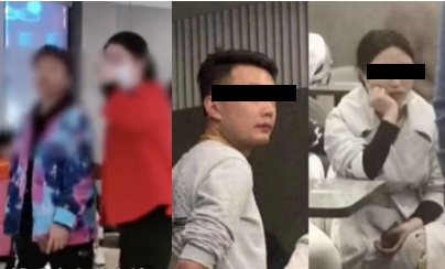 中國女顧客於協商過程中，由於態度強勢、情緒激動，引起一旁用餐群眾不滿，自詡「上等人」更遭網民罵翻。圖為女子一家人。 圖：翻攝自微博（合成圖）