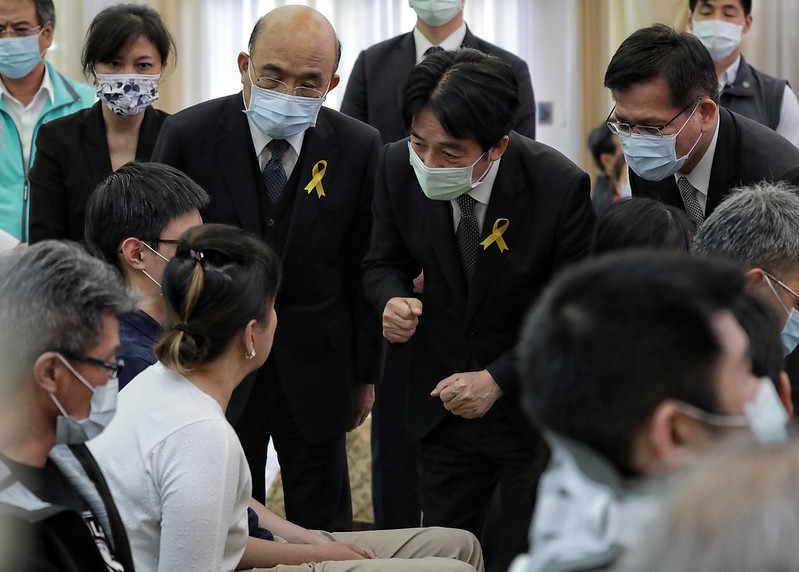 今天在花蓮舉行太魯閣號事故聯合公祭，賴清德、蘇貞昌、林佳龍到場致哀。 圖：總統府/提供