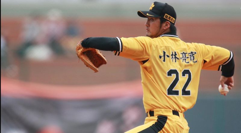 前兄弟象日籍投手小林亮寬。 圖／KOBES ［コビーズ］Baseball Workout Studio提供