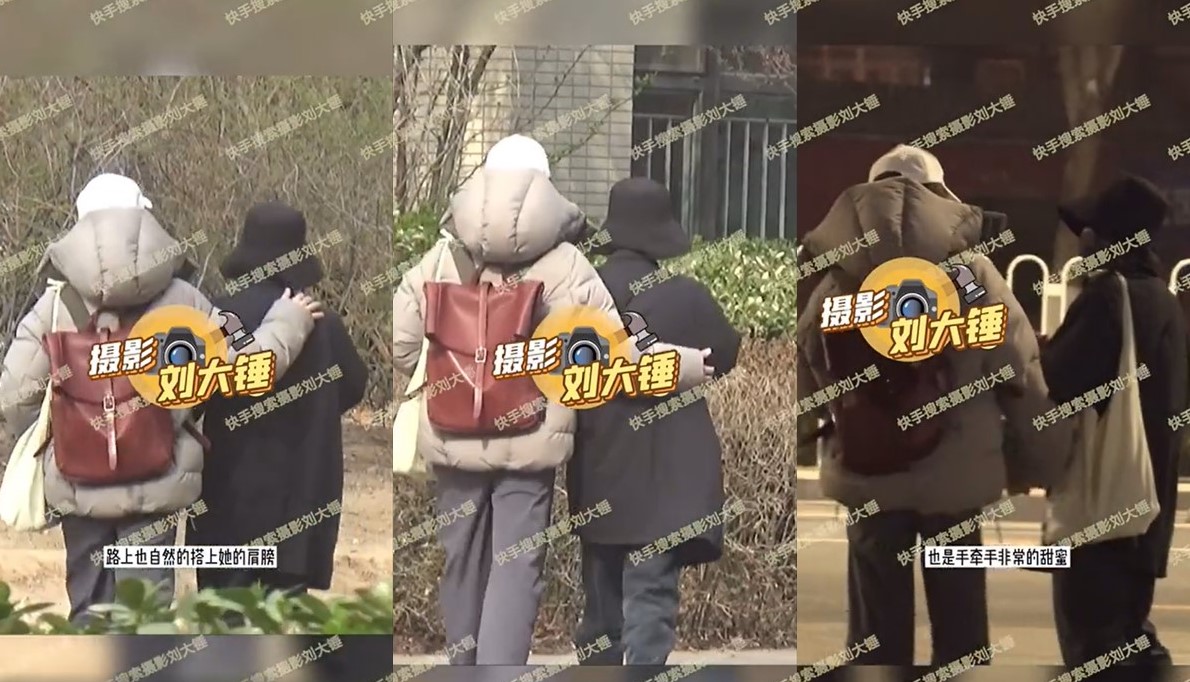 中國媒體拍下郭采潔（右）伊德爾（左）同進同出的親密互動。 圖：翻攝自微博