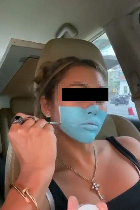 一名台男與俄女違反印尼峇里島規定，竟未戴口罩還用畫的來惡作劇。 圖 : 翻攝自niluhdjelantik  IG
