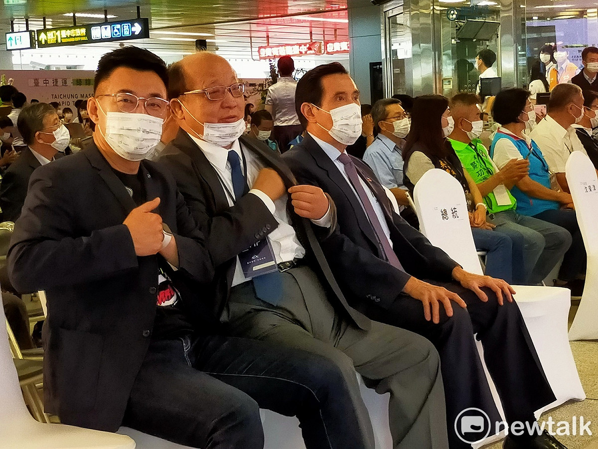 馬英九、胡志強、江啟臣出席台中捷運通車典禮。 圖：唐復年/攝