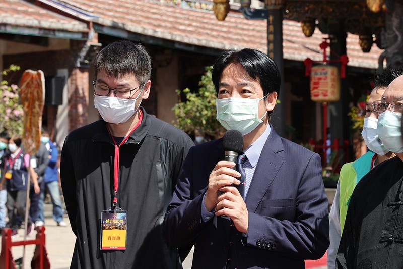 副總統賴清德今（26）日一早出席「2021保生文化祭保生大帝聖誕三獻禮祭典」後受訪。 圖：總統府提供