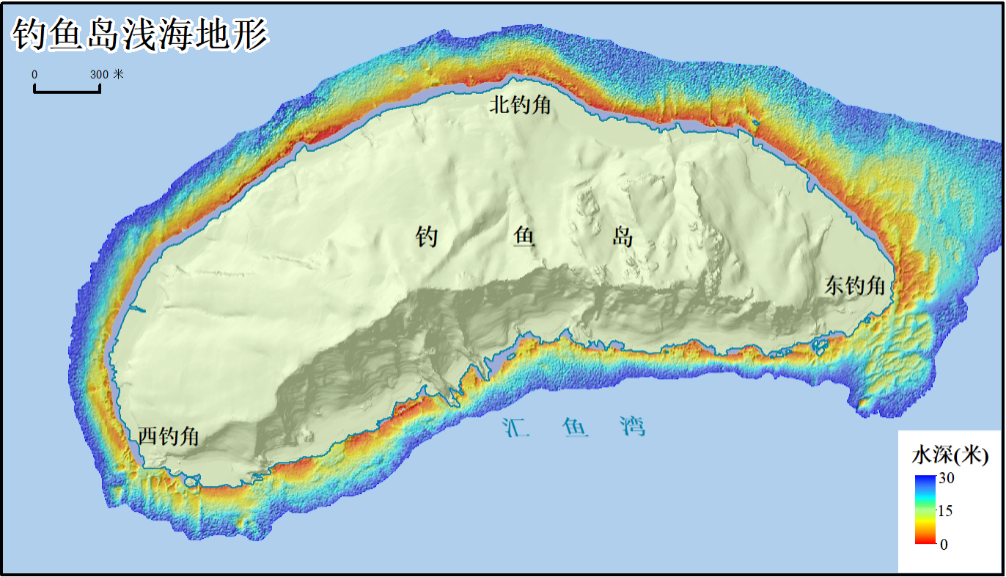 中國大陸公布釣魚台淺海區域衛星遙測照片。 中國自然資源部網站