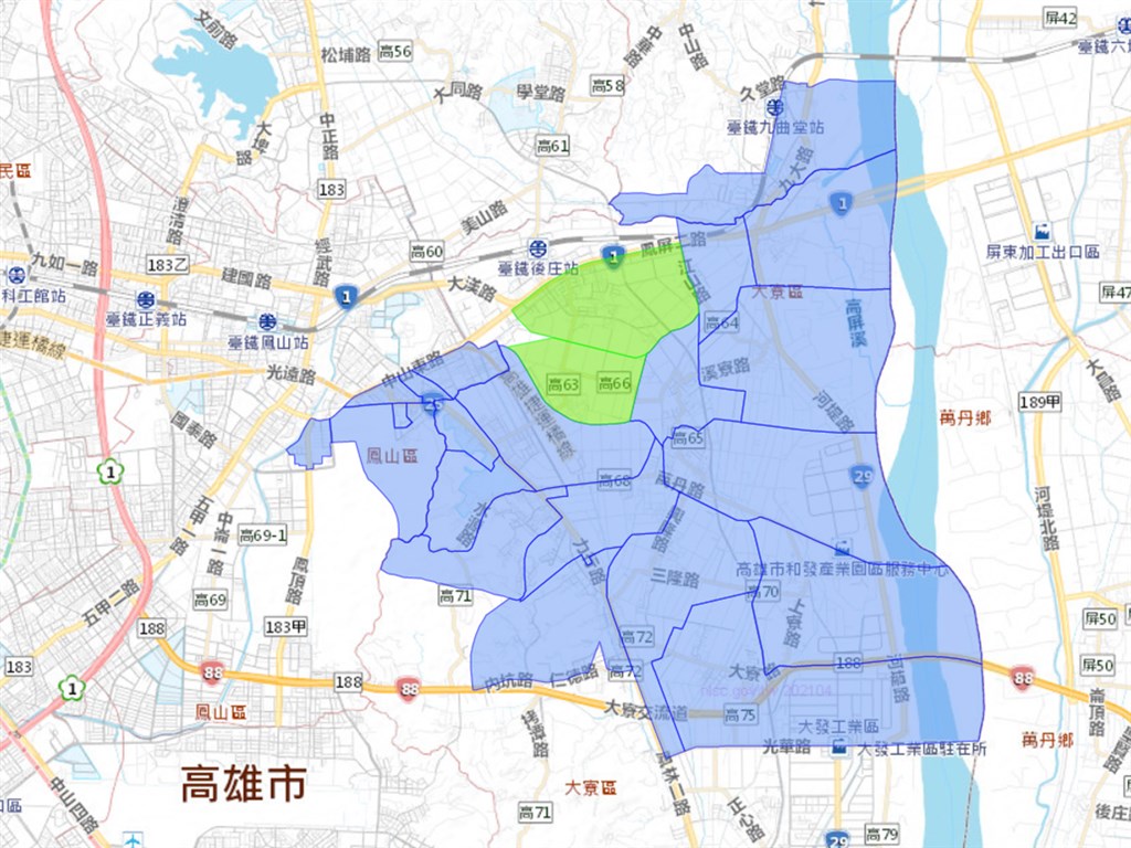 4/29高雄的大寮、鳳山、大樹區將停水。 圖：取自台水公司網站