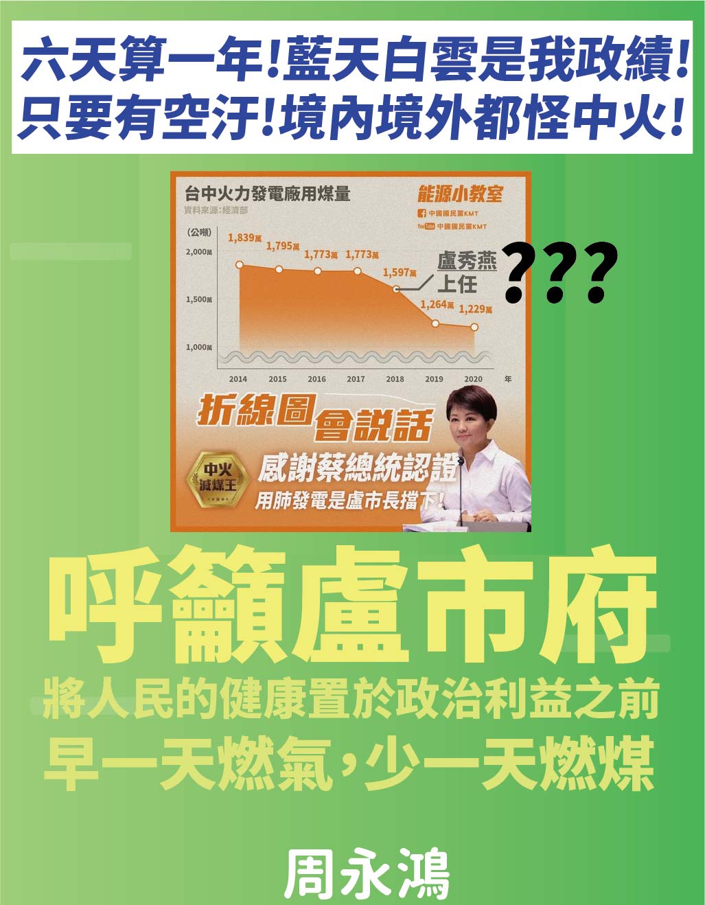 周永鴻呼籲盧市府把人民健康置於政治利益之前。 取自周永鴻臉書