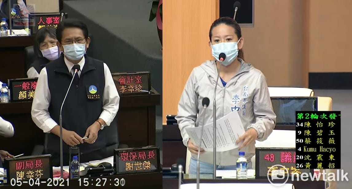 國民黨籍市議員李中岑等人表態支持垃圾減量和透明垃圾袋政策。 圖：黃博郎／攝