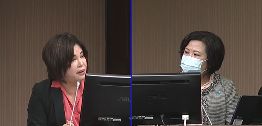 民進黨立委賴惠員（左）質詢勞動部長許銘春。 圖：翻攝自立法院IVOD影片