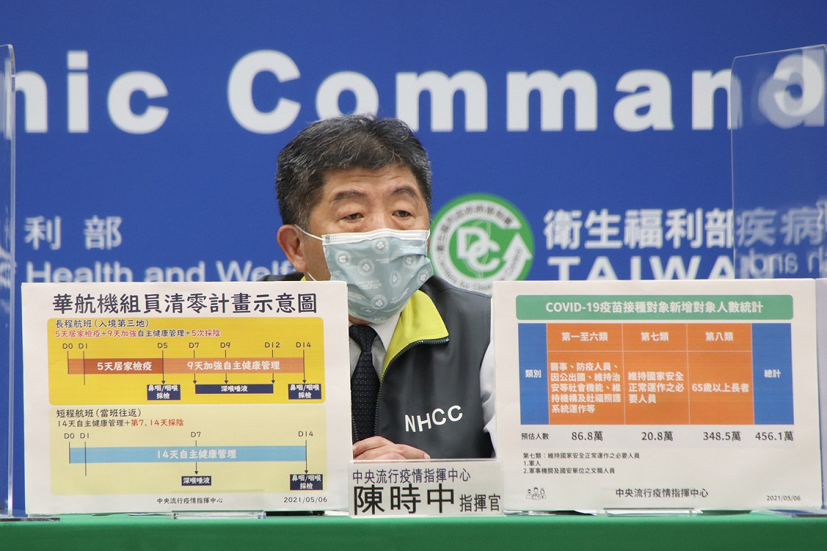 疫情指揮中心指揮官陳時中公佈華航機組員「清零計畫」相關措施。 圖：中央流行疫情指揮中心/提供