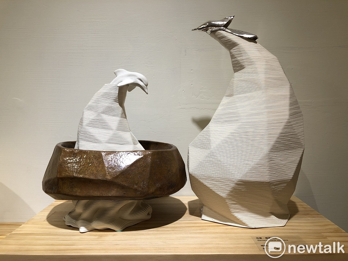 陶瓷3D列印作品-「元素、循環與愛」。 圖：唐復年/攝