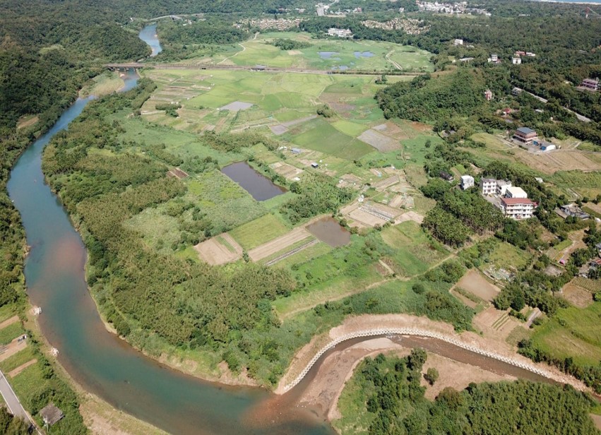 新北市貢寮區田寮洋水田的空拍圖。 圖：新北市農業局提供