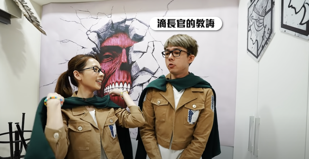 將阿滴房間改造成動漫場景。 圖：翻攝Youtube／滴妹