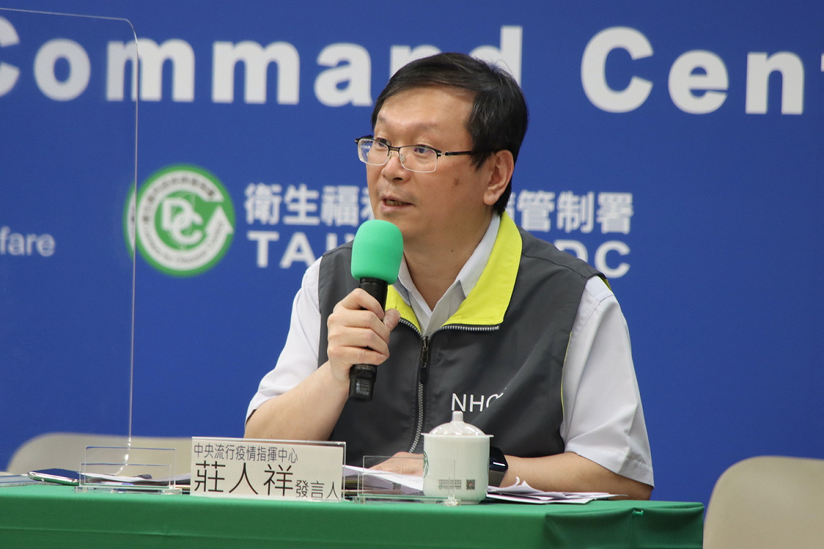 中央流行疫情指揮中心發言人莊人祥。 圖：中央流行疫情指揮中心/提供