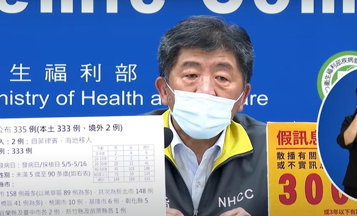 指揮官陳時中今日表示，5/19起暫緩非本國籍者入境，預計實施1個月。 圖：擷取自疫情直播