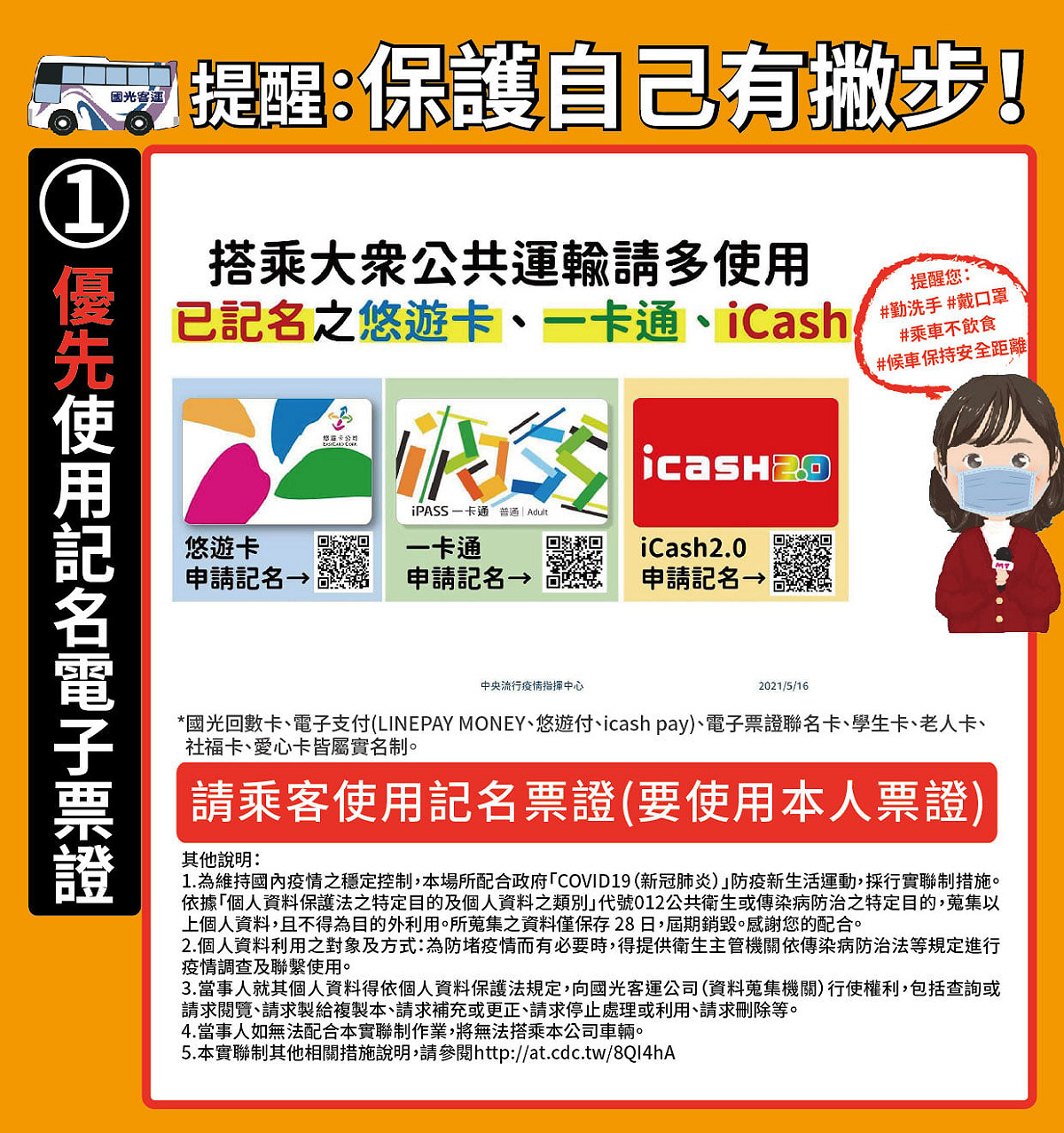 乘客應優先使用記名電子票證搭乘。 圖：國光客運/提供