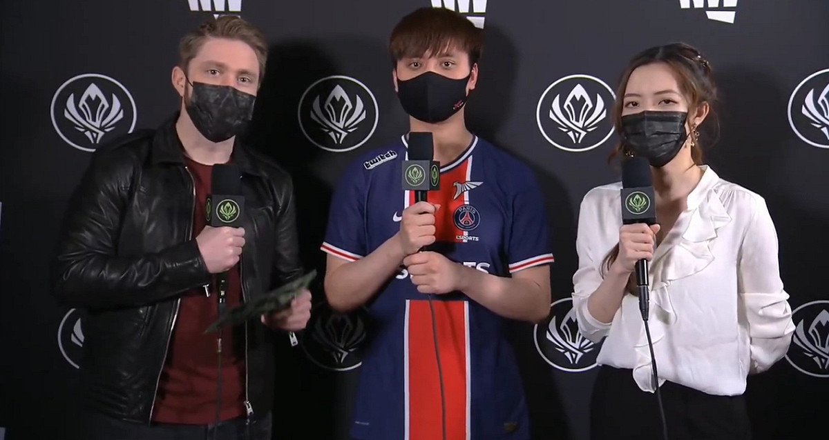 Maple在對陣C9的賽後接受英文台訪問。 圖：翻攝自LoL Esports