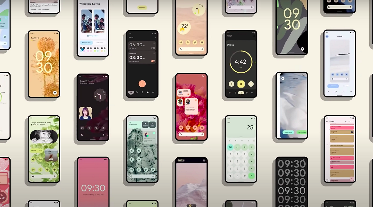 Android 12作業系統推出全新的介面設計。 圖：翻攝自Android Youtube