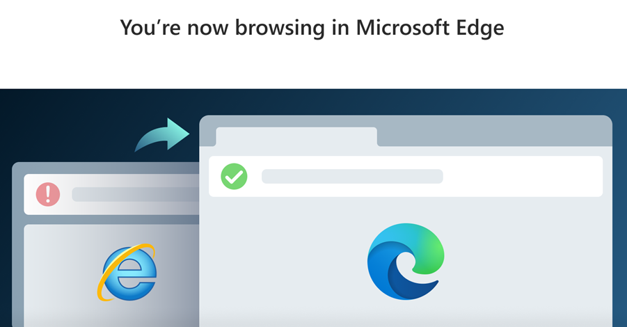 微軟的舊版IE瀏覽器即將在明年6月終止服務，全面由Microsoft Edge取代。 圖：擷取自Microsoft