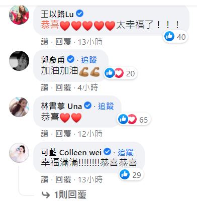 不少藝人在底下留言祝福。 圖：取自許維恩臉書