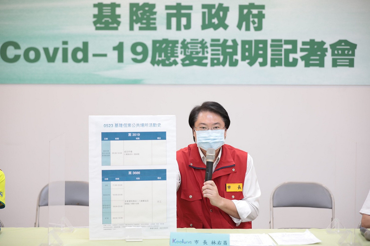 基隆市長林右昌今（23日）公布6例確診者足跡。 圖 : 基隆市政府 / 提供