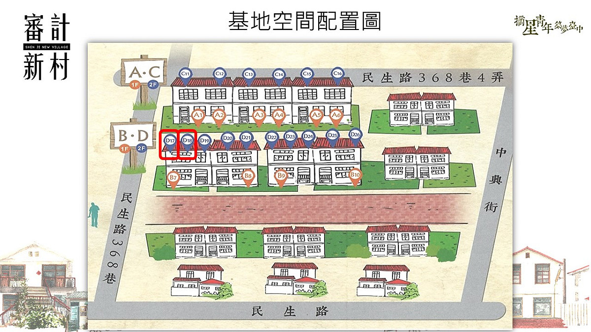 審計新村青創基地空間配置圖。 台中市政府/提供