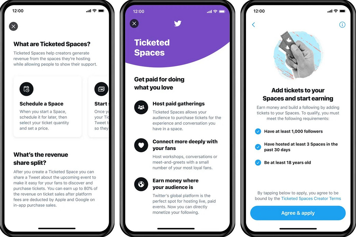推特將在未來幾週推出付費聊天室「Ticketed Spaces」。 圖：推特提供