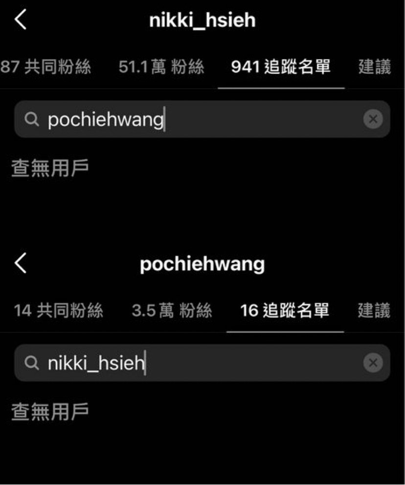 有網友發現兩人互相取消關注對方IG。 圖：翻攝自IG