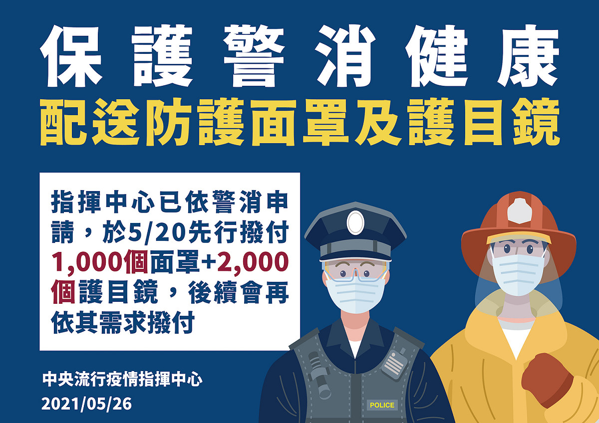 指揮中心增配防疫物資給警消人員。 圖：中央流行疫情指揮中心/提供