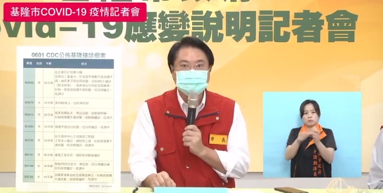 基隆市長林右昌今天下午舉行疫情應變說明會。 圖：翻攝林右昌臉書
