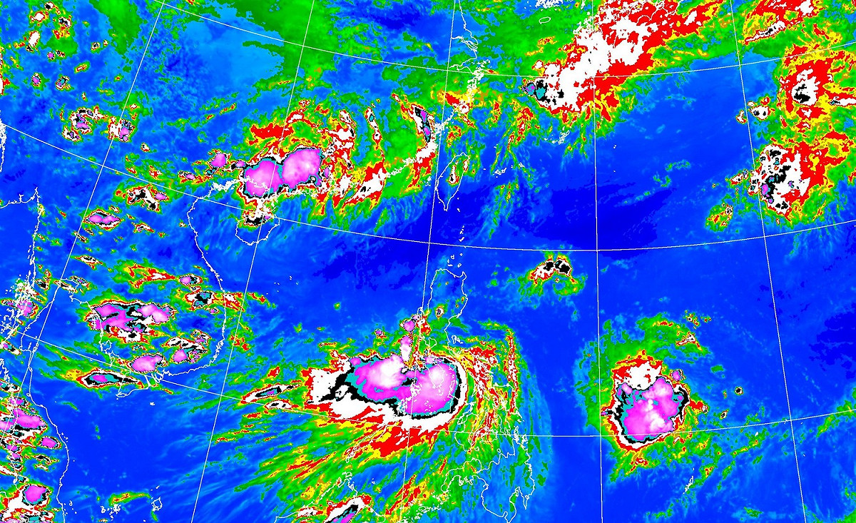 3號颱風「彩雲」目前持續朝西北方向前進。 圖：中央氣象局／提供