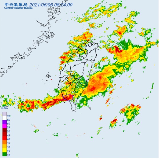 大雷雨警戒範圍鄉：高雄市 屏東縣 圖/中央氣象局