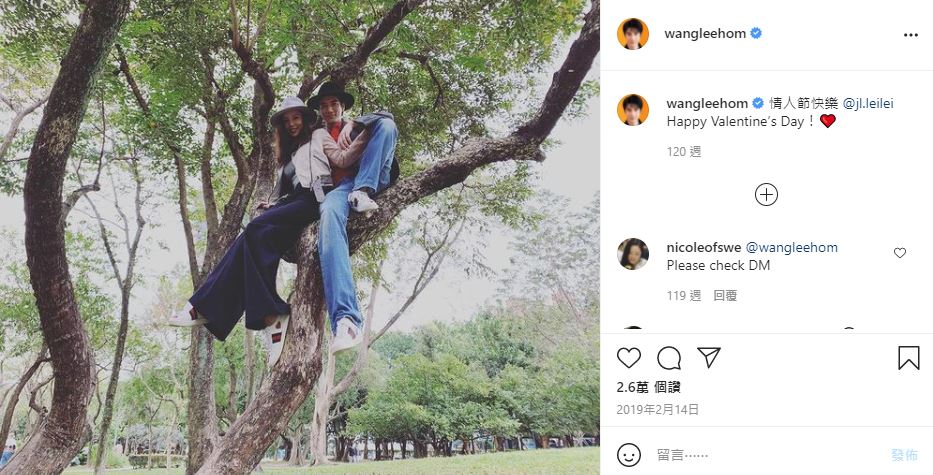 王力宏最後一次和李靚蕾放閃已經是2019年情人節。 圖：翻攝wangleehom IG