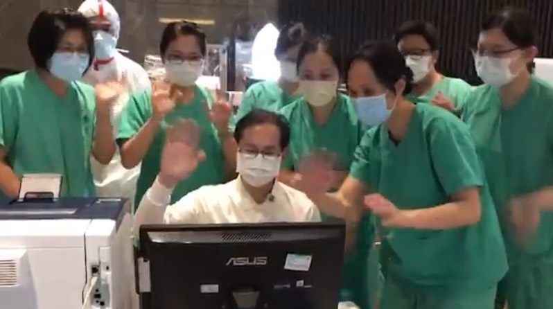 集中檢疫中心團隊為小朋友慶生 圖：台北慈濟醫院提供