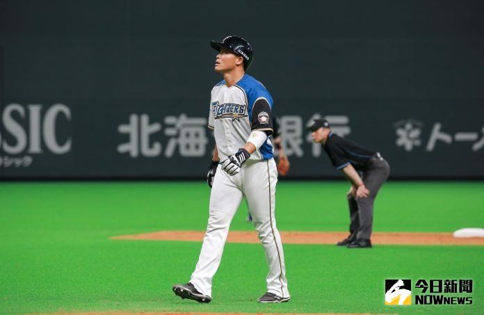 王柏融今年脫胎換骨，扛起火腿隊第四棒。 圖／記者葉政勳攝 , 2019.03.30