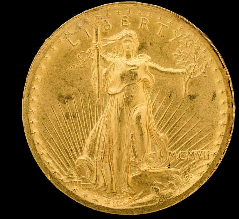 「雙鷹金幣（Double Eagle）」在週二以高達1890萬美金（約新台幣5億2424萬元）售出。 圖 : 翻攝自維基百科