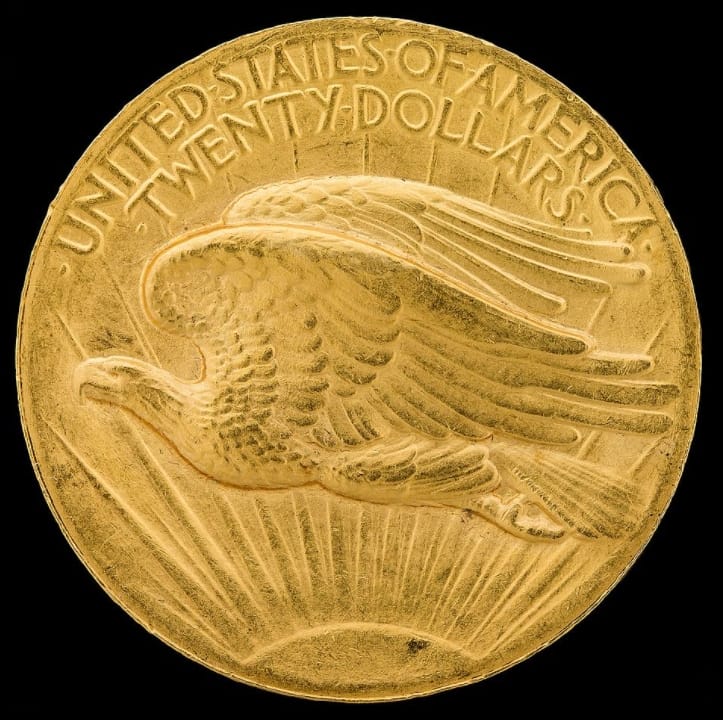 「雙鷹金幣（Double Eagle）」在週二以高達1890萬美金（約新台幣5億2424萬元）售出。 圖 : 翻攝自維基百科