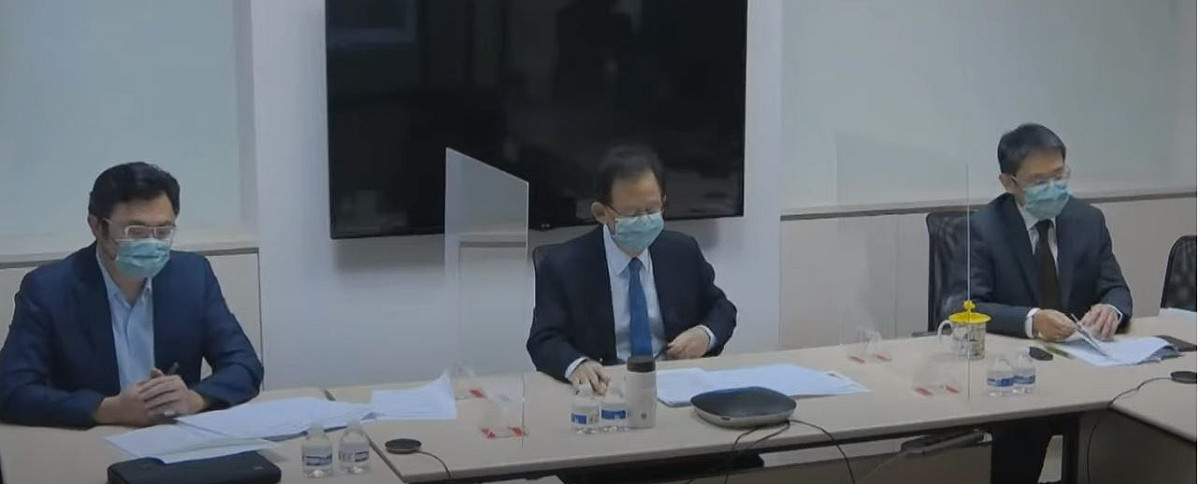 昨日高端的記者會上看到連加恩的出席。（圖左一） 圖：翻攝自高端記者會直播