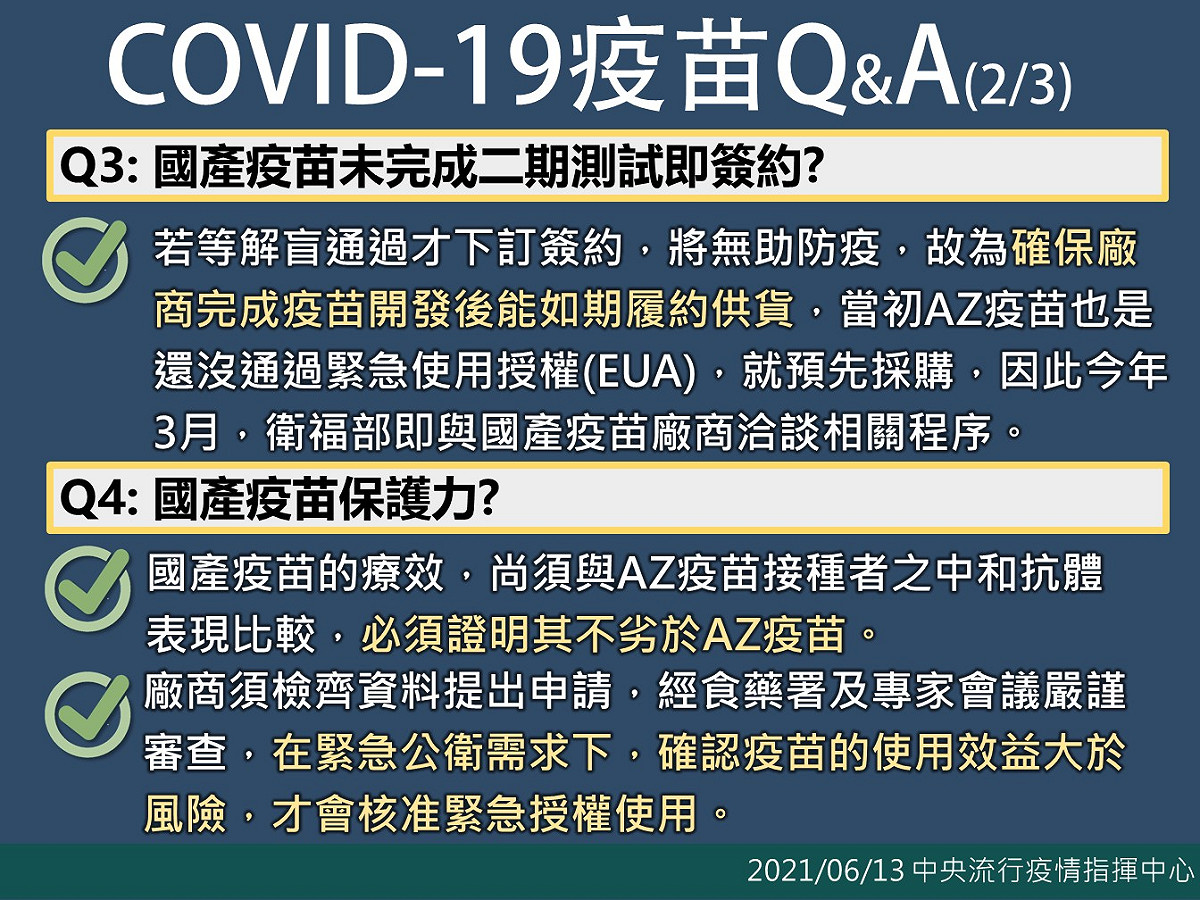 國產疫苗QA一次看。 圖：指揮中心／提供