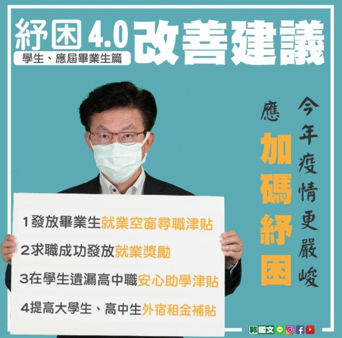 民進黨立委郭國文提出紓困遺漏對象。 圖 : 翻攝自郭國文臉書