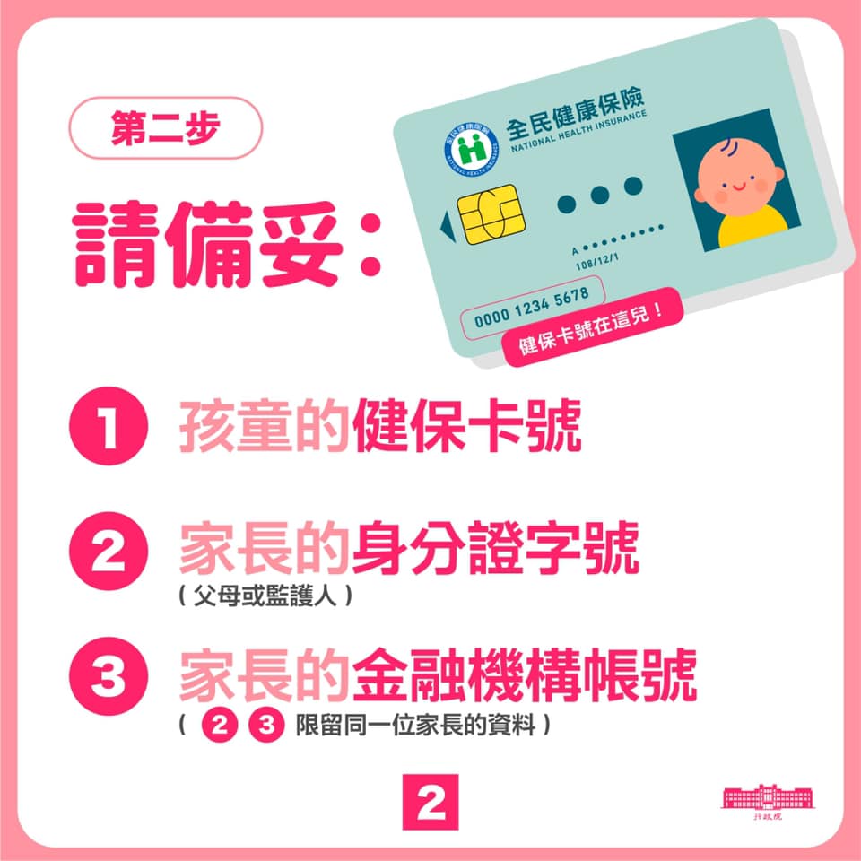 線上申請第二步。 圖：擷自蘇貞昌臉書