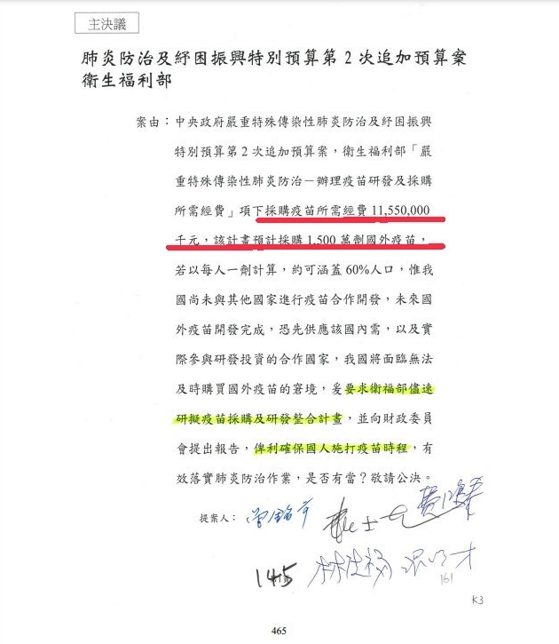 游淑慧今（15）在臉書表示，去年國民黨在立院提案，主張用新台幣115.5元億購1,500萬劑外國疫苗，每劑約新台幣770元，她稱：「相較之下，就知道高端疫苗多貴！」 圖：翻攝自游淑慧臉書